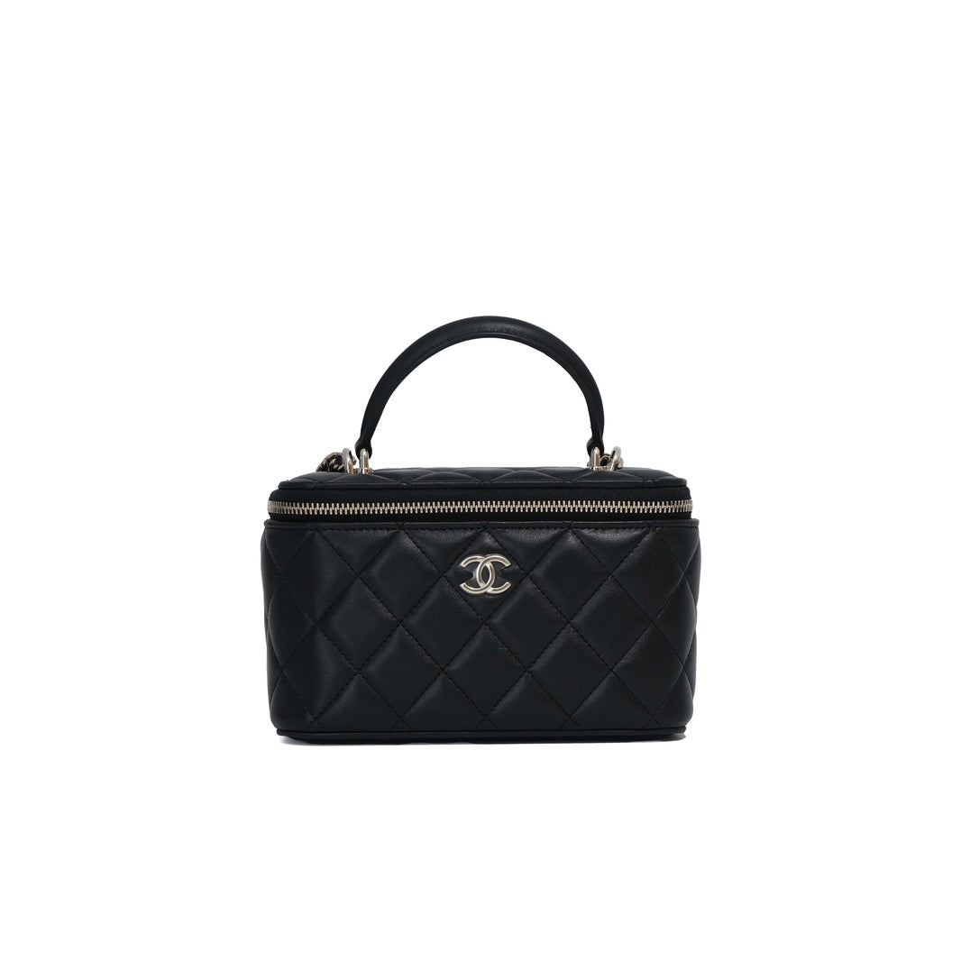 Chanel Small Top Handle Vanity Case With Chain in Black Lambskin with Gold Hardware (Contact to Enquire)