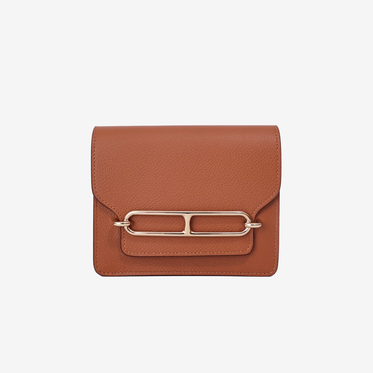 Hermès Roulis Slim Wallet in Gold Evercolor Leather with Gold Hardware front view