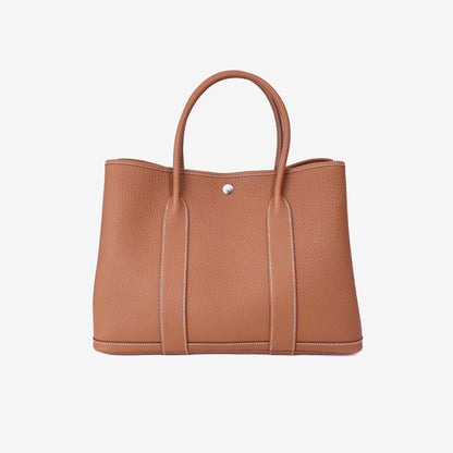 Hermès Garden Party 36 in Gold Negonda Leather with Palladium Hardware front view