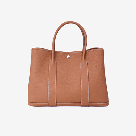 Hermès Garden Party 36 in Gold Negonda Leather with Palladium Hardware front view