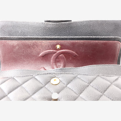 Chanel Classic Double Flap Medium in Black Caviar Leather with Gold Hardware