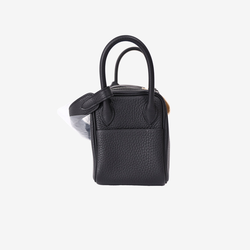 Hermès Mini Lindy 20 in Noir Clemence Leather with Palladium Hardware