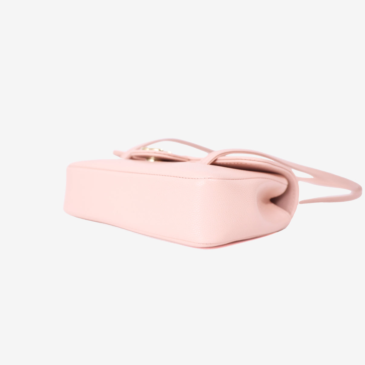 Chanel 26P Preppy Flap Mini Bag in Light Pink Calfskin Leather with Gold Hardware bottom side view