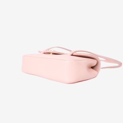 Chanel 26P Preppy Flap Mini Bag in Light Pink Calfskin Leather with Gold Hardware bottom side view
