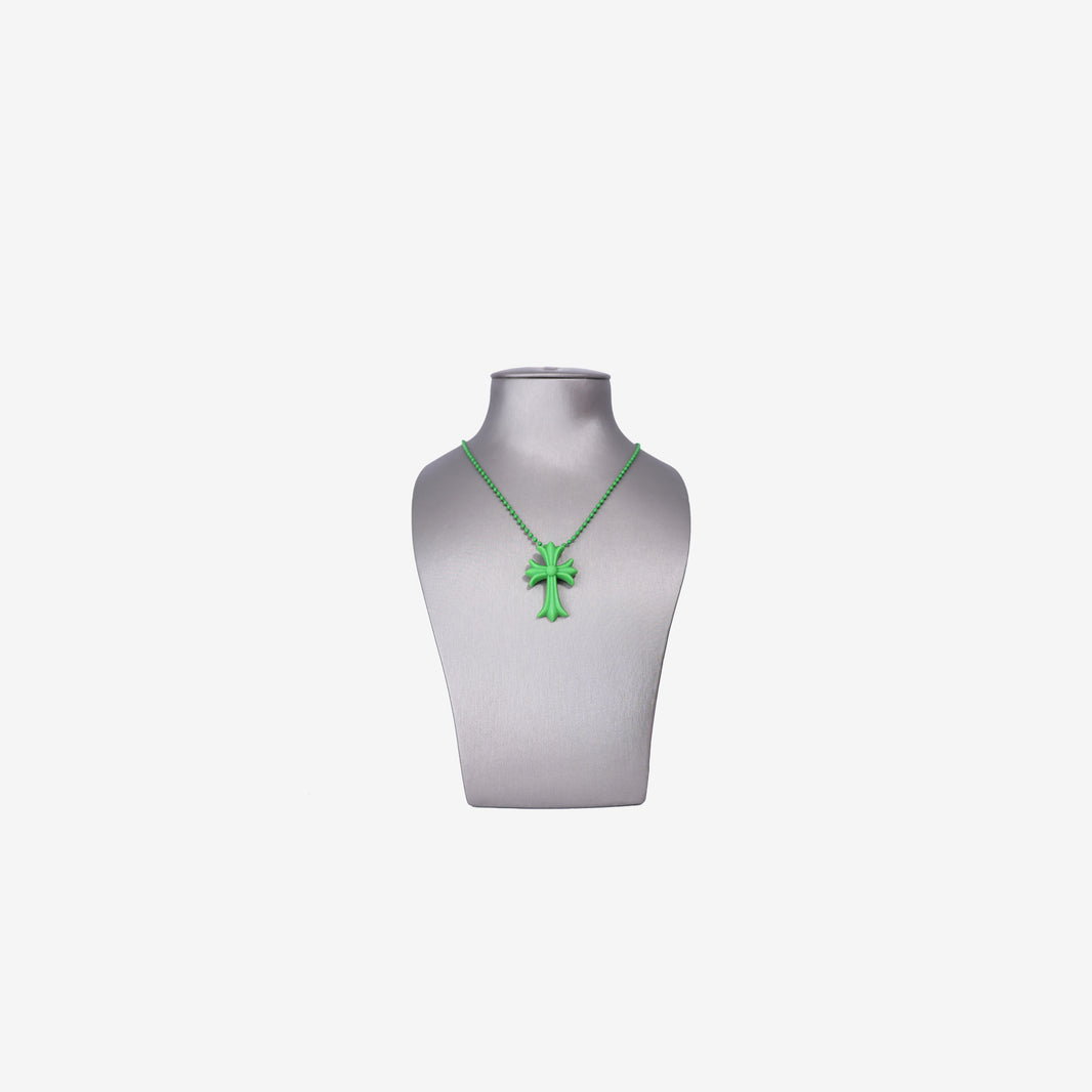 Chrome Hearts Cross Pendant Necklace in Green Silicone front view