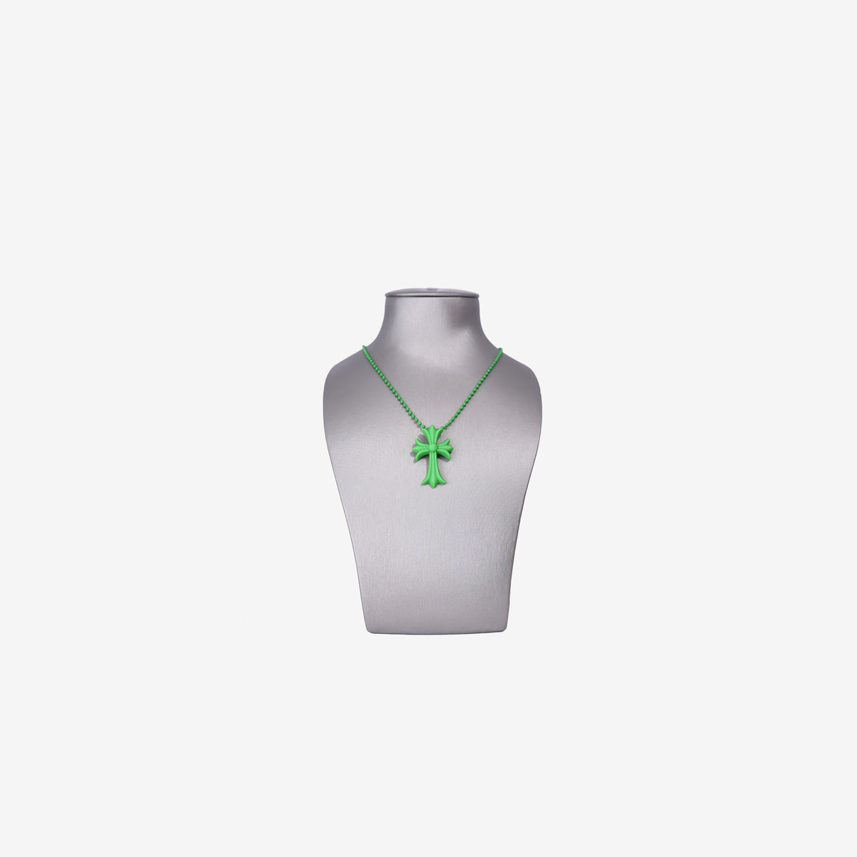 Chrome Hearts Cross Pendant Necklace in Green Silicone front view
