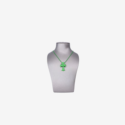 Chrome Hearts Cross Pendant Necklace in Green Silicone front view