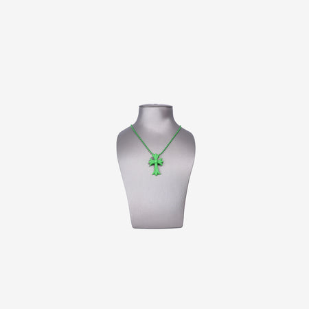 Chrome Hearts Cross Pendant Necklace in Green Silicone front view