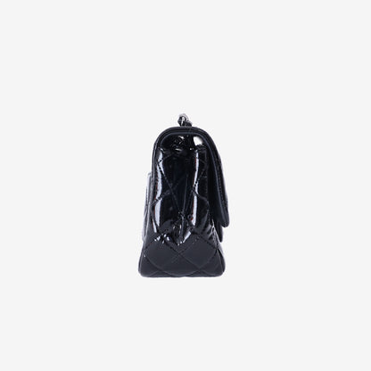 Chanel Mini Classic Flap Bag in Black Patent Leather with Silver Hardware