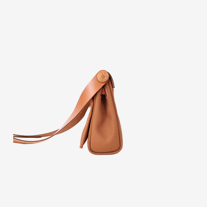 Hermès Herbag Zip Retourne 20 in Naturel Sable/Brown Military Toile Canvas/Vache Hunter Leather with Gold Hardware