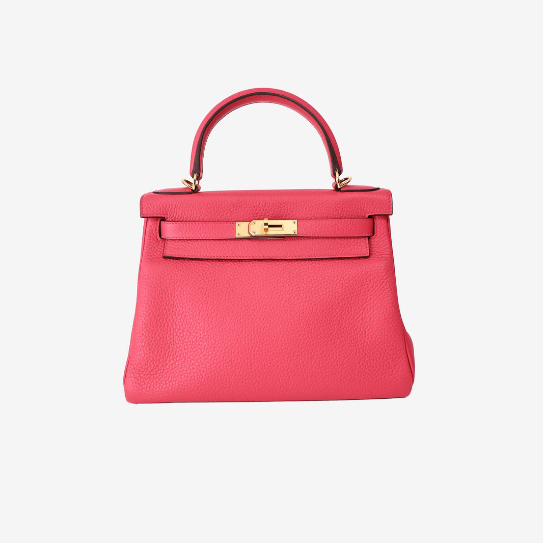 Hermès Kelly 28 in Framboise Clemence Leather with Gold Hardware