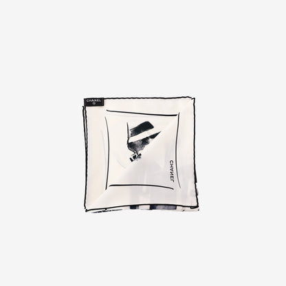 Chanel Coco Mademoiselle Silk Scarf in White and Black Silk