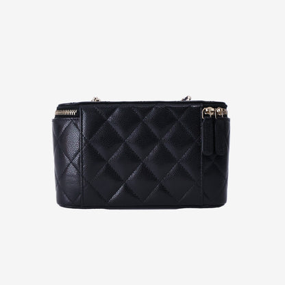 Chanel Vanity Case in Black Caviar Leather with Gold Hardware