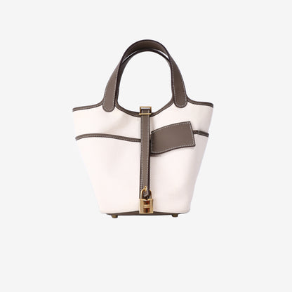 Hermès Picotin Cargo 18 in Étoupe/Ecru Canvas/Leather with Gold Hardware