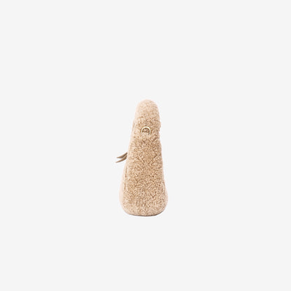 Miu Miu Wander Shearling Hobo Bag Mini in Beige Shearling with Gold Hardware side view