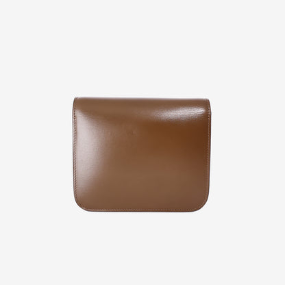 Celine Small Box Bag in Brown Calfskin Leather with Gold Hardware