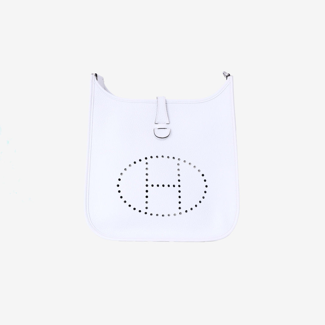 Hermès Evelyne 29 in Craie Togo Leather with Palladium Hardware front view