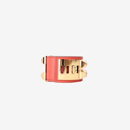 Hermès Collier de Chien Cuff Bracelet in Orange Epsom Leather with Gold Hardware
