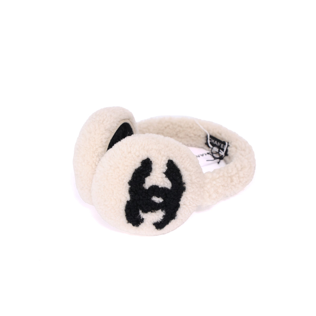 Chanel Earmuff Shearling Lambskin White & Ecru AAB262 (Contact to Enquire)