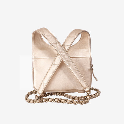 Chanel Quilted Mini Backpack in Light Gold Lambskin with Gold Hardware