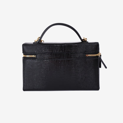 Chanel 26A Vanity Bag in Black Lizard Leather with Gold Hardware