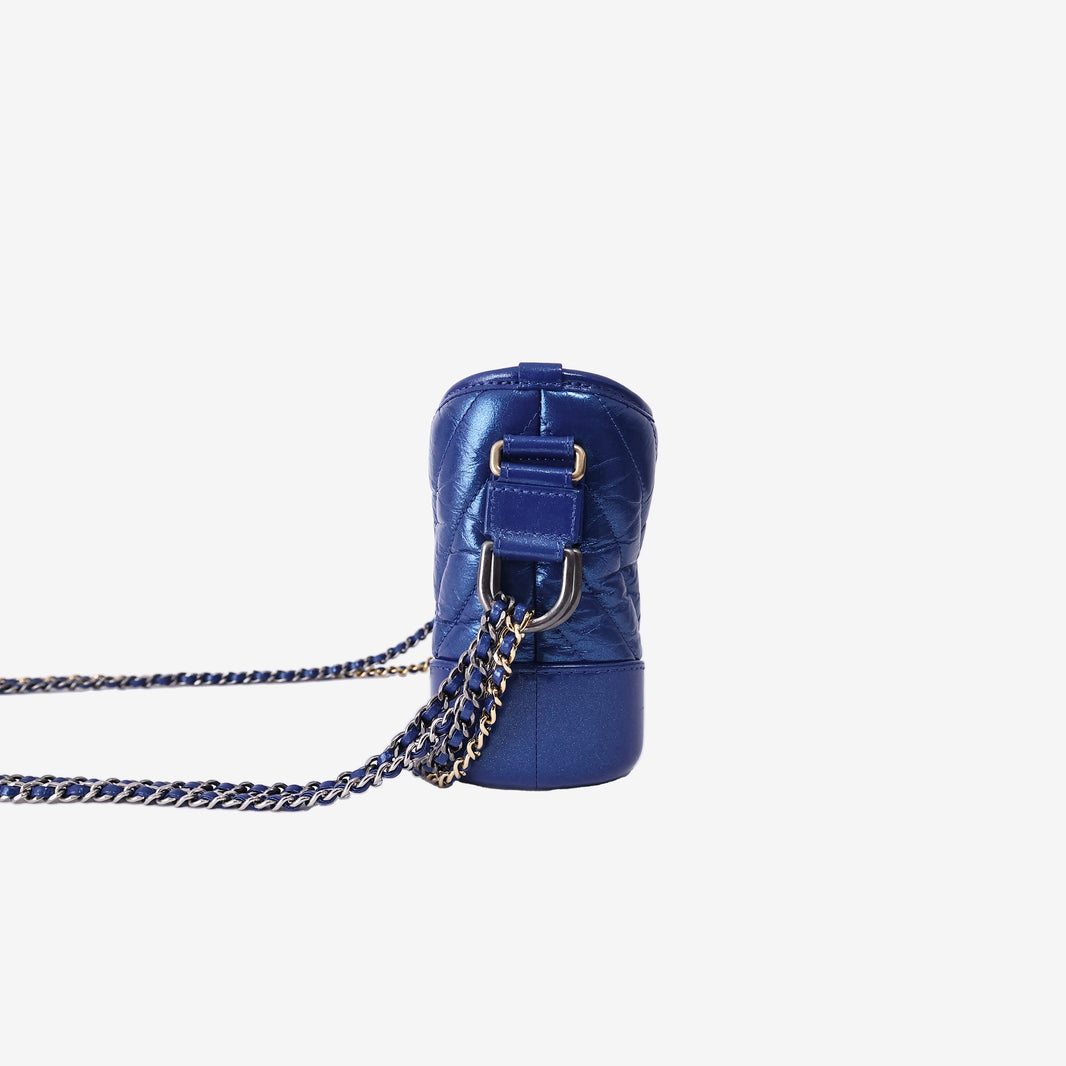 Chanel Gabrielle Small Hobo Bag in Blue Calfskin Leather with Mixed Hardware