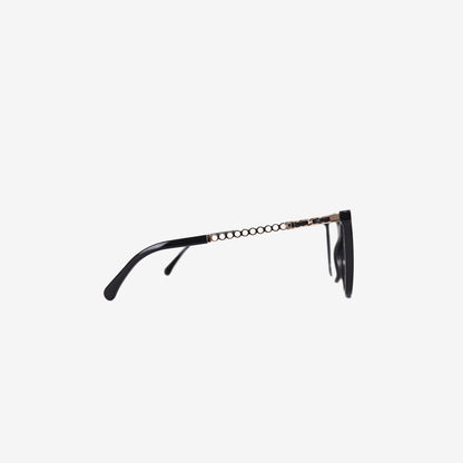 Chanel Square Eyeglasses in Black with Pearl Detailing