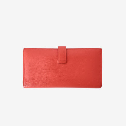 Hermès Béarn Wallet in Red Epsom Leather with Gold Hardware