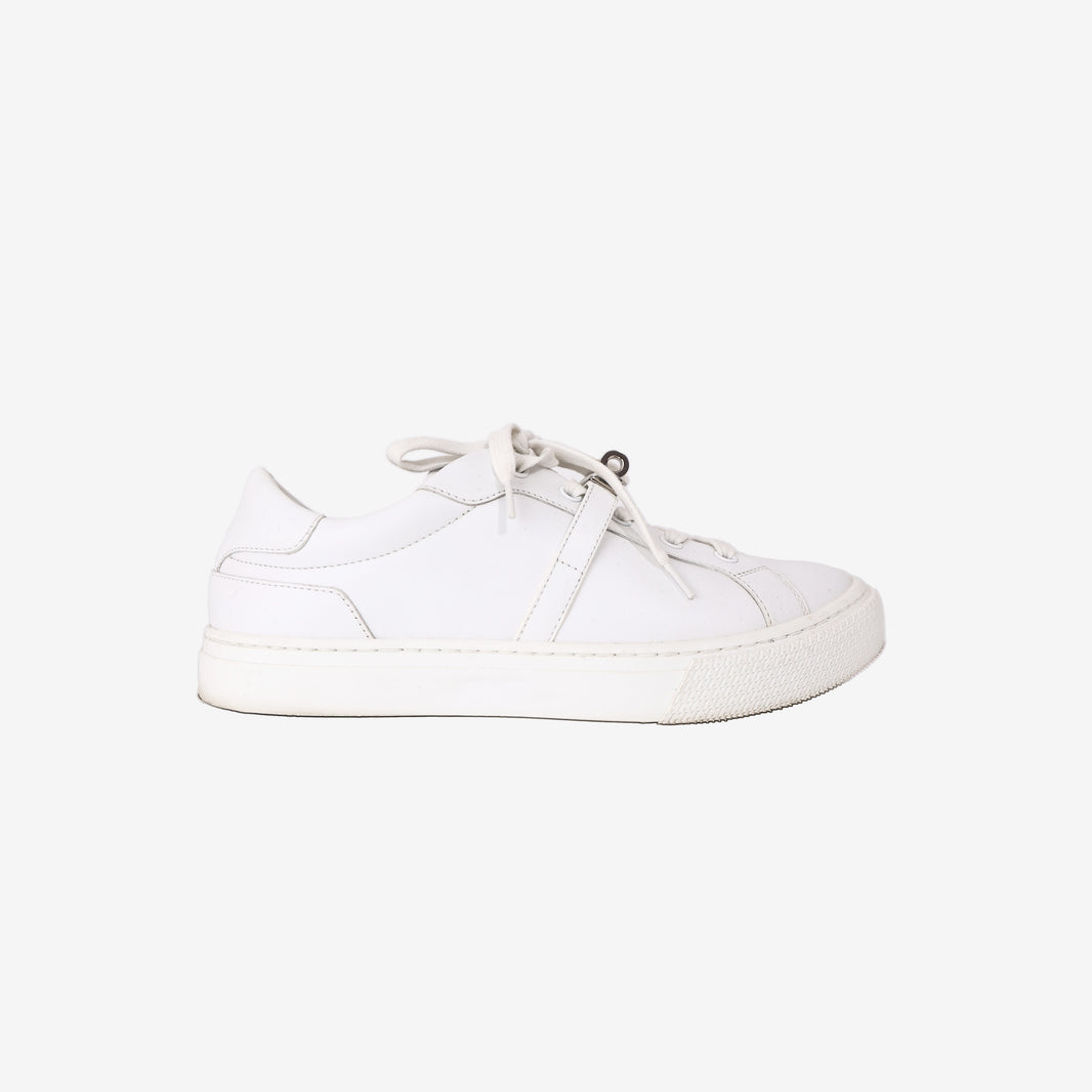 Hermès Day Sneakers in Blanc Calfskin Leather with Palladium-Plated Kelly Buckle (Size 39)