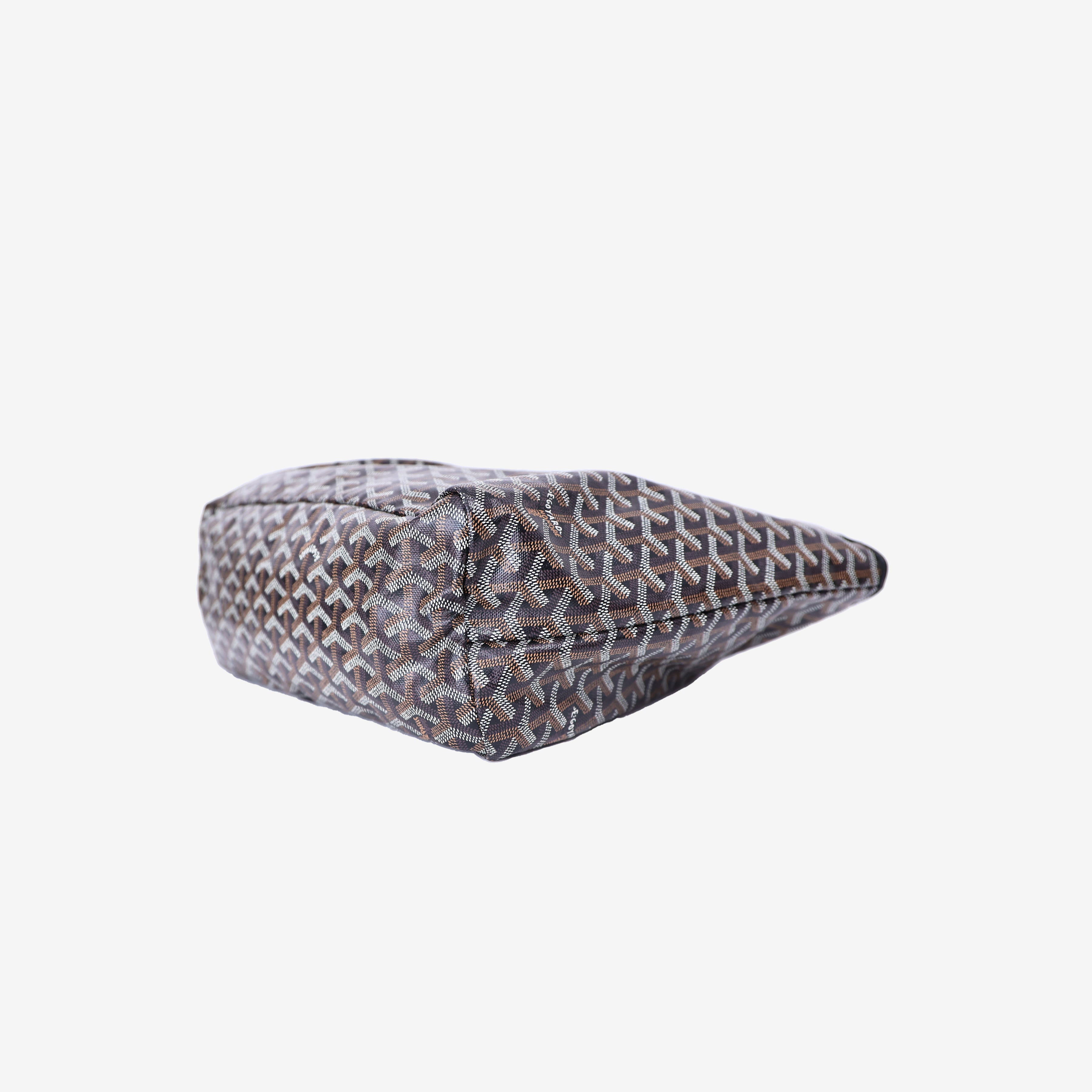 Goyard Saint Louis PM Tote in Black Goyardine Canvas Leather with Palladium Hardware bottom side view