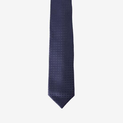 Hermès Façonnée H Jacquard Silk Tie in Marine Silk