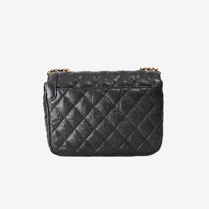 Chanel Flap Bag in Black Quilted Caviar Leather with Gold Hardware
