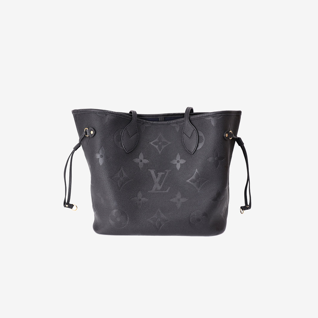 Louis Vuitton Neverfull MM in Black Leather with Gold Hardware