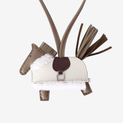 Hermès Rodeo Plush PM Charm in Beige Marfa Plush detail view