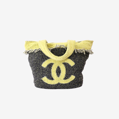 Chanel Coco Beach Terry Cloth Tote Bag and Towel Set in Yellow and Dark Grey