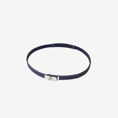 Hermès Kelly Jean 18 Belt in Indigo Denim with Palladium Hardware
