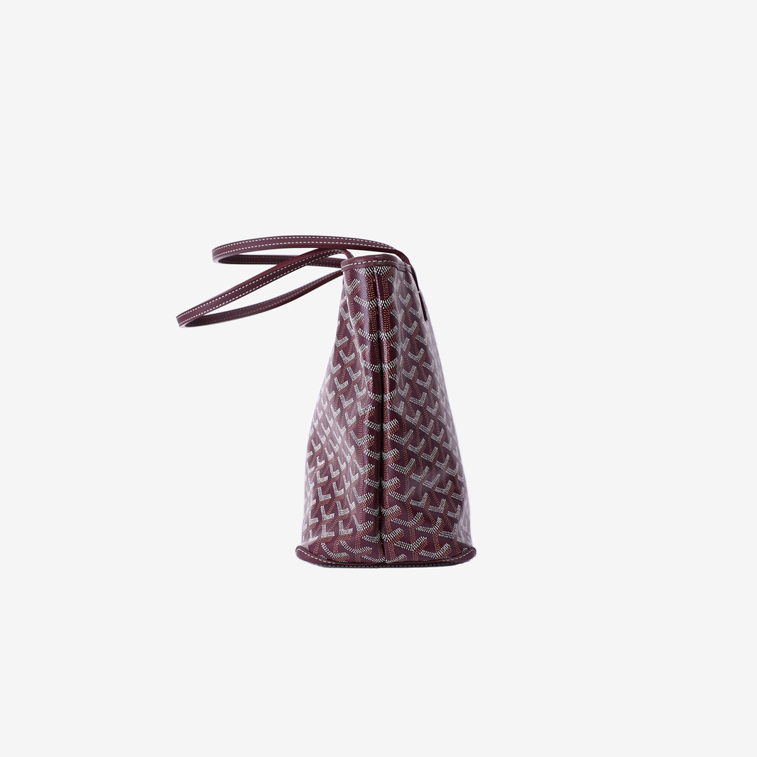 Goyard Saint Louis PM Tote in Burgundy Goyardine Canvas with Silver Hardware
