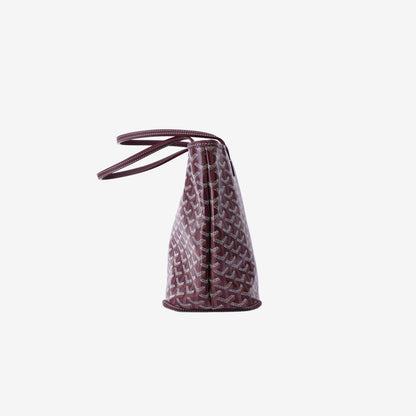 Goyard Saint Louis PM Tote in Burgundy Goyardine Canvas with Silver Hardware