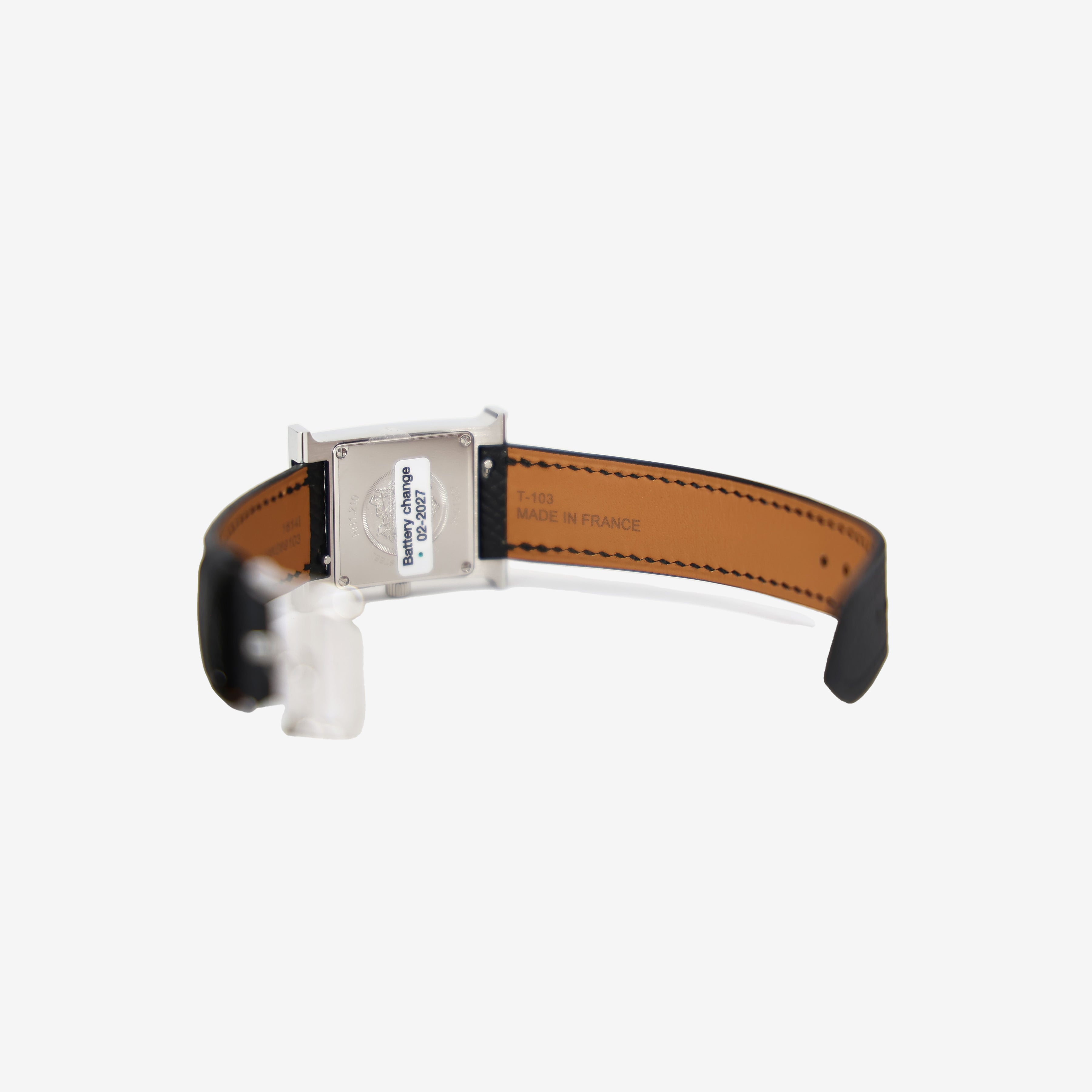 Hermès Heure H Watch in Noir Calfskin Leather back view