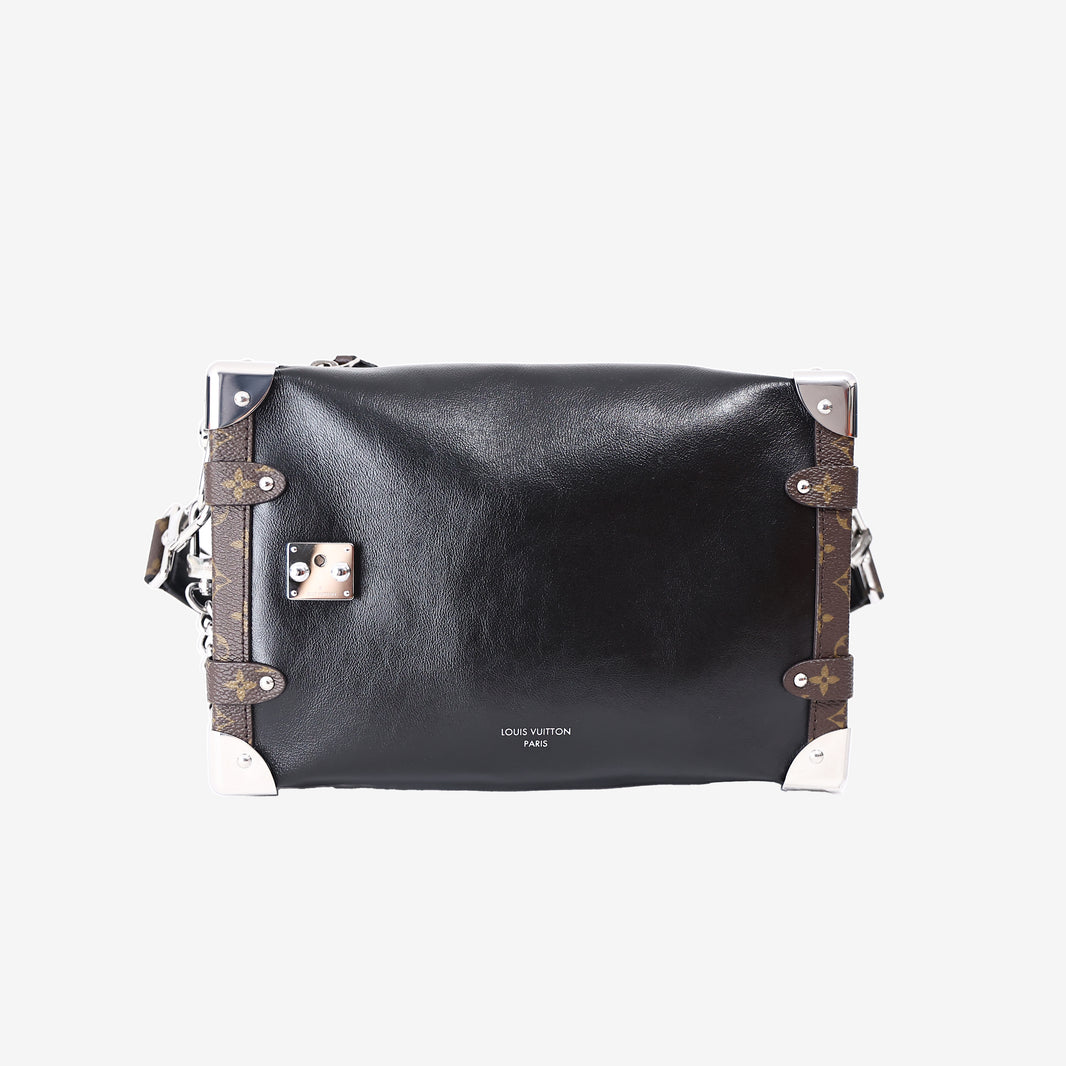 Louis Vuitton Vibe MM Side Trunk Bag in Black Calf Leather with Silver Hardware
