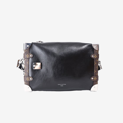 Louis Vuitton Vibe MM Side Trunk Bag in Black Calf Leather with Silver Hardware