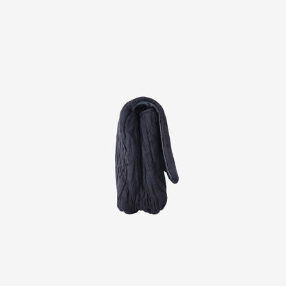 Miu Miu Crystal Shoulder Clutch Bag in Black Fabric with Silver Hardware