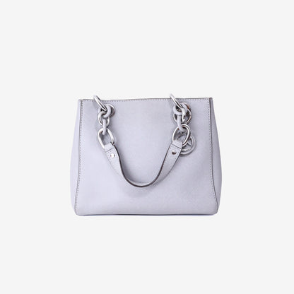 Michael Kors Cynthia Small Saffiano Satchel in Light Purple Saffiano Leather with Silver Hardware