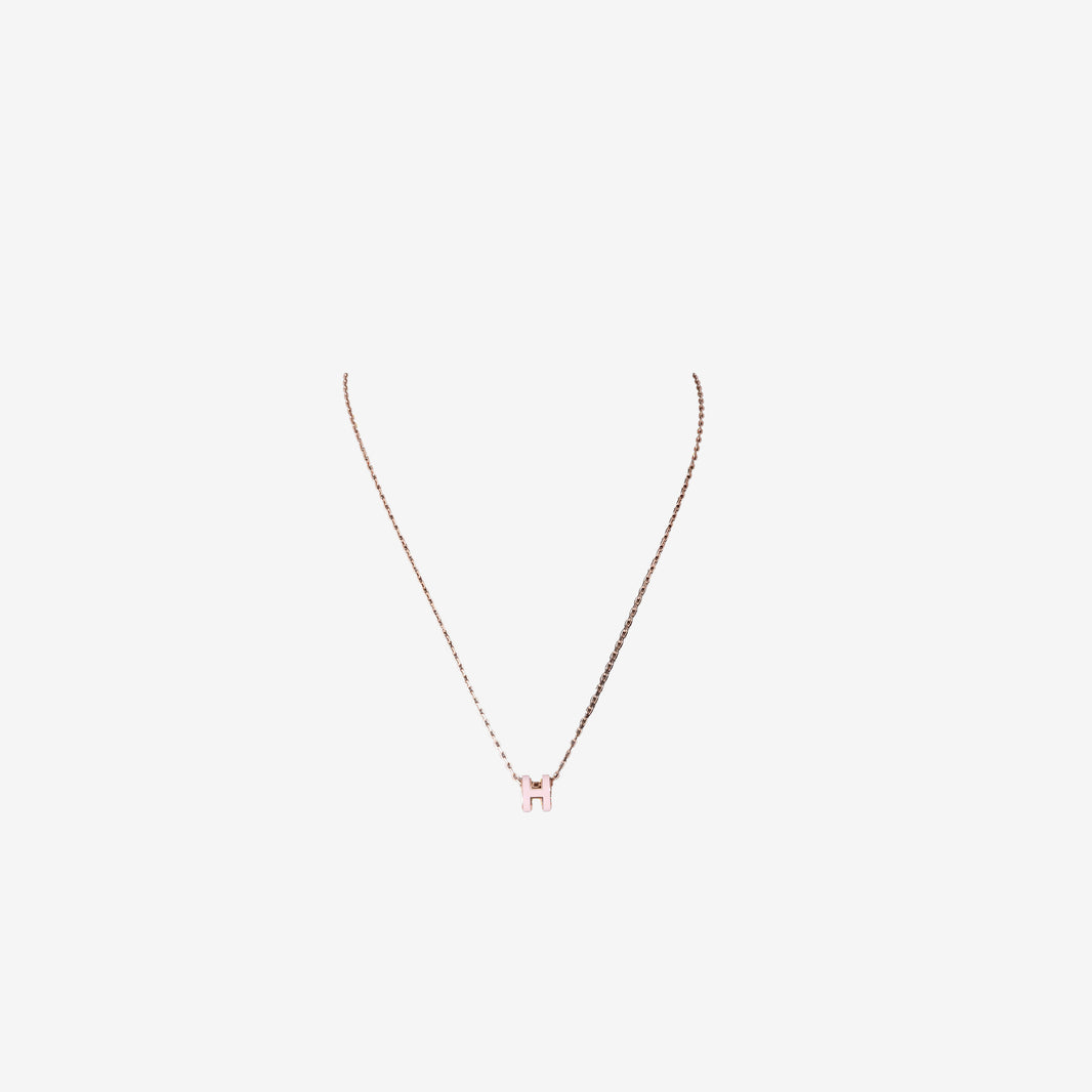 Hermès Mini Pop H Pendant Necklace in Pink with Rose Gold-Plated Hardware