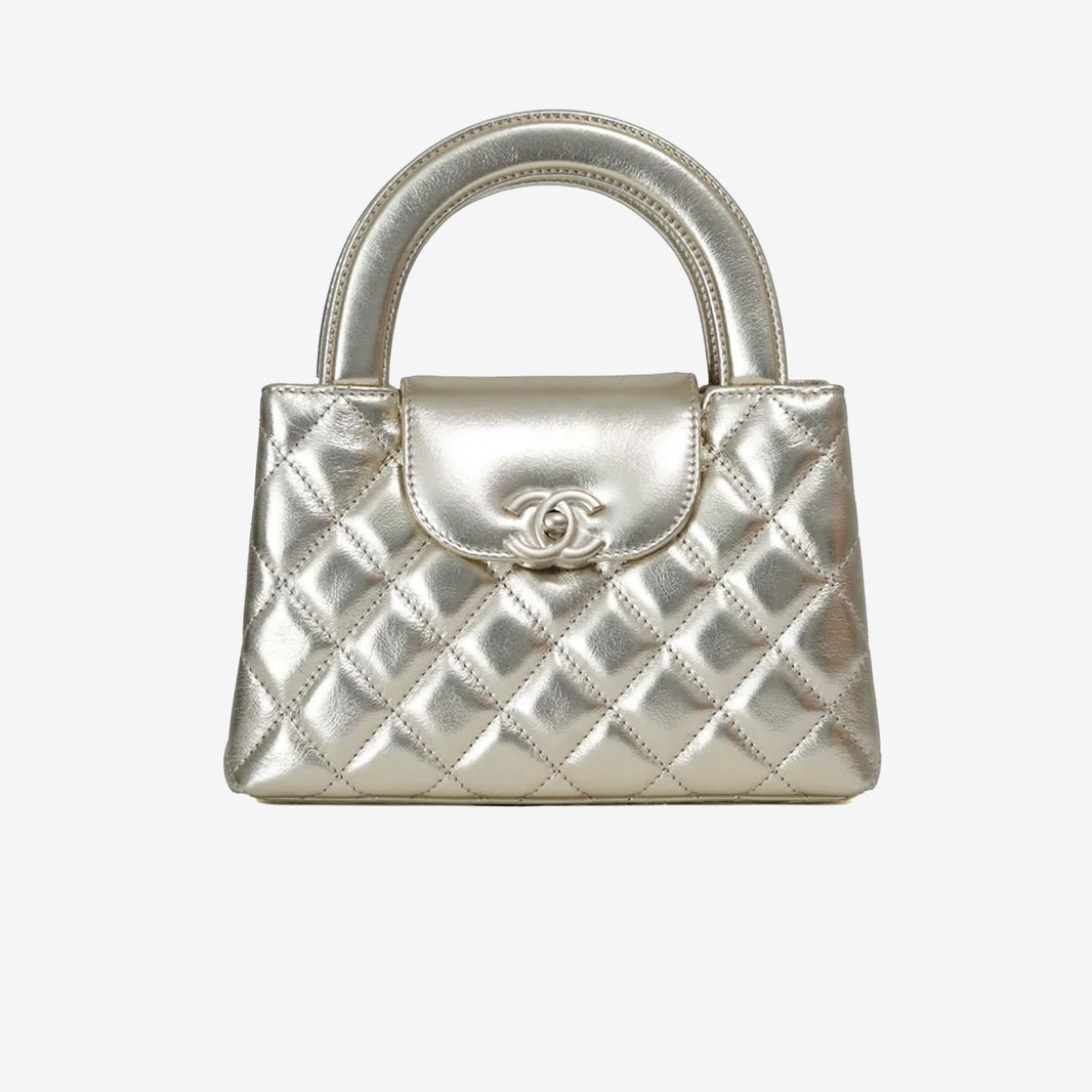Chanel Kelly Nano Bag in Gold Lambskin Leather with Gold Hardware