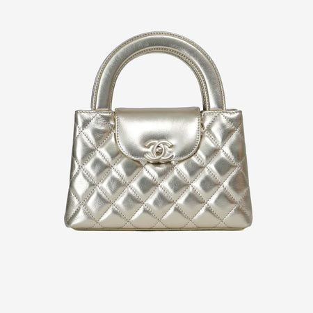 Chanel Kelly Nano Bag in Gold Lambskin Leather with Gold Hardware