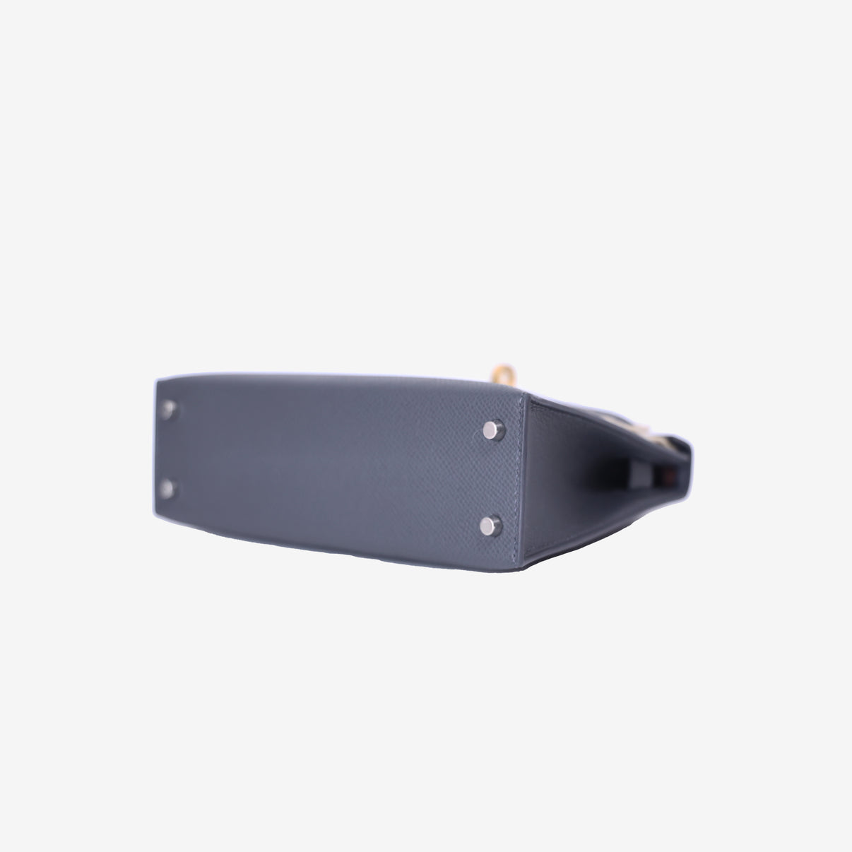 Hermès Mini Kelly 20 in Ardoise Epsom Leather Electrum Hardware bottom side view