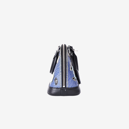 Louis Vuitton Alma BB Bag in Multicoloured Blue Denim Aztec Epi Leather with Silver Hardware