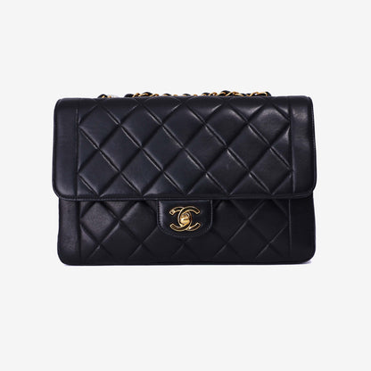 Chanel Classic Flap Medium Vintage in Black Lambskin Leather with Gold Hardware