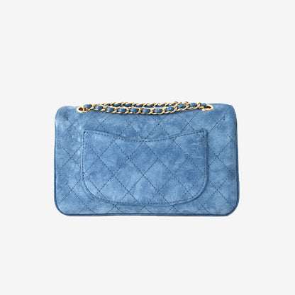 Chanel 26B Mini “Souplissimo” Flap Bag in Blue Suede with Gold Hardware